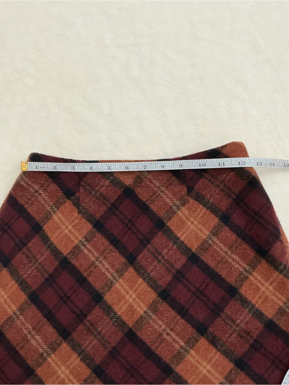 LC Lauren Conrad Plaid Mini Skirt XS Brown Burgundy Wool Blend - Picture 5 of 6